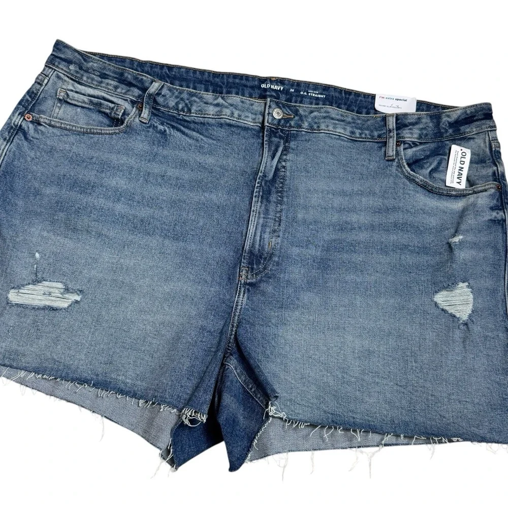 NEW Old Navy‎ High-Rise OG Straight Distressed Jean Shorts Capsule Summer 28
